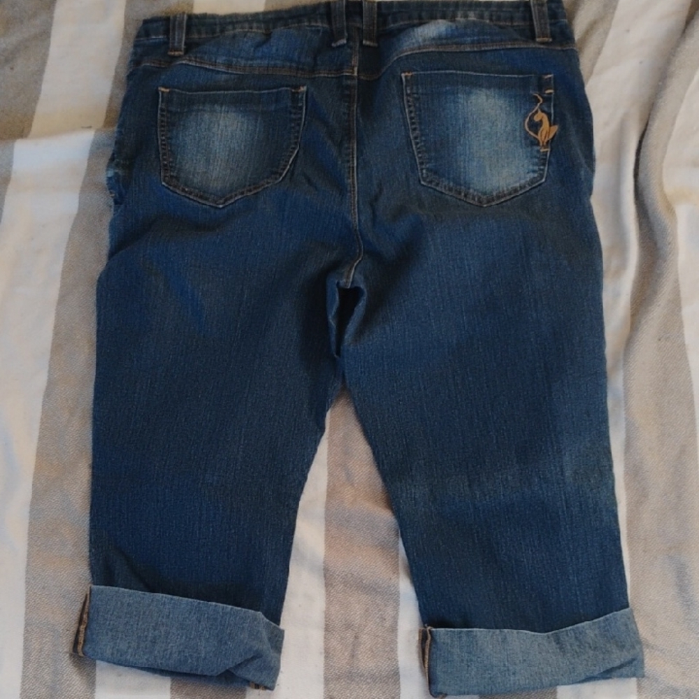 Baby Phat Y2K Women's 18 Dark Blue Bermuda Short Capri Jean Embroidered Logo